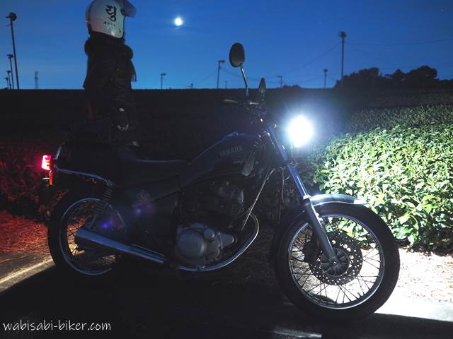 バイクポートレート 月と茶畑