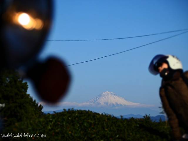 富士山とバイク 自撮り写真