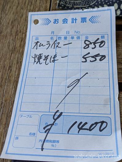 食事の伝票